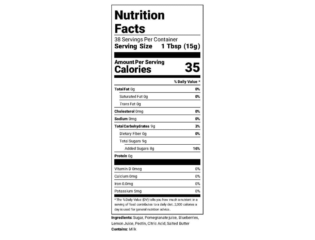Blueberry Pomegranate Jam nutritional information – Rachel's Texas Kitchen