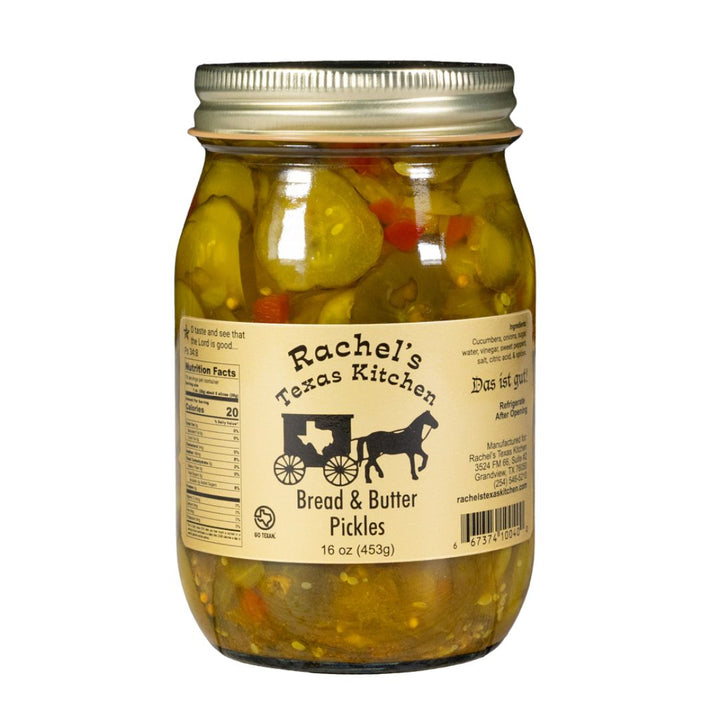 Bread and Butter Pickles jar front view – Rachel's Texas Kitchen