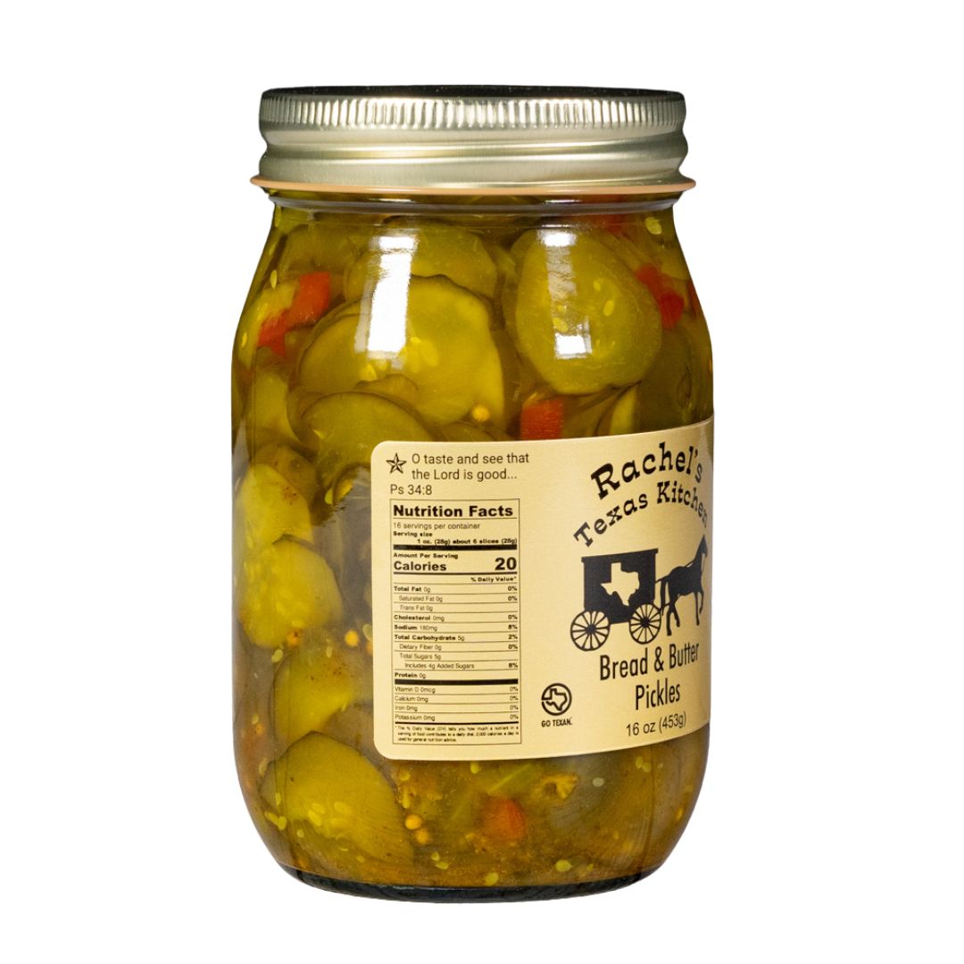 Bread and Butter Pickles nutritional information – Rachel's Texas Kitchen