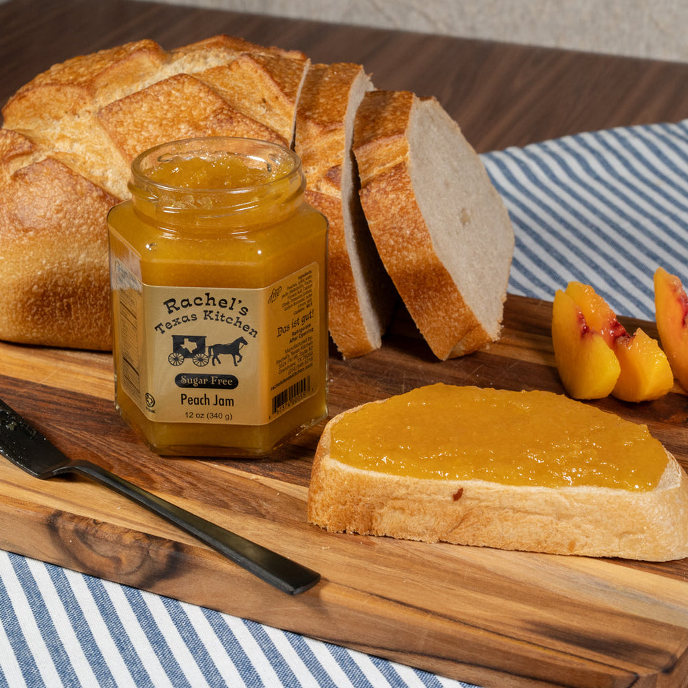 Sugar Free Peach Jam close-up – Rachel's Texas Kitchen