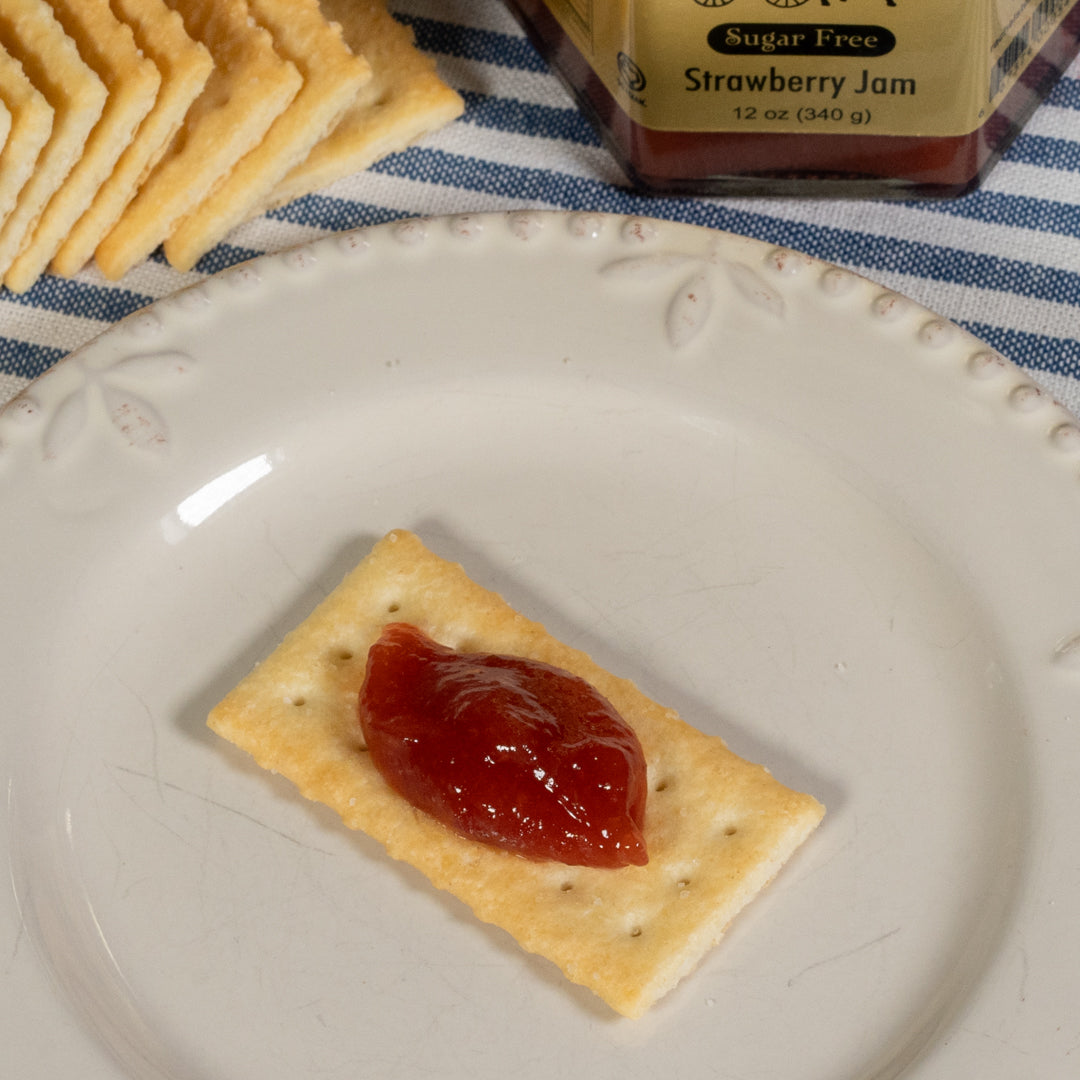Sugar Free Strawberry Jam jar front view – Rachel's Texas Kitchen