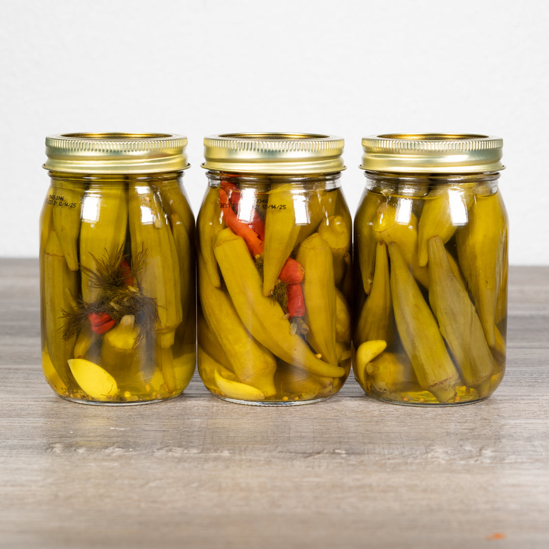 Pickled Okra whole okra pods in brine – Rachel's Texas Kitchen