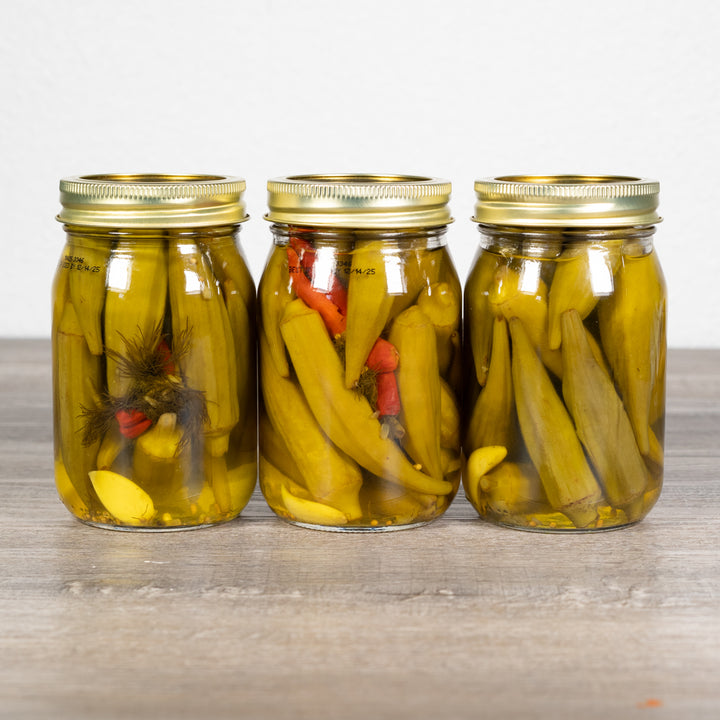 Pickled Okra whole okra pods in brine – Rachel's Texas Kitchen