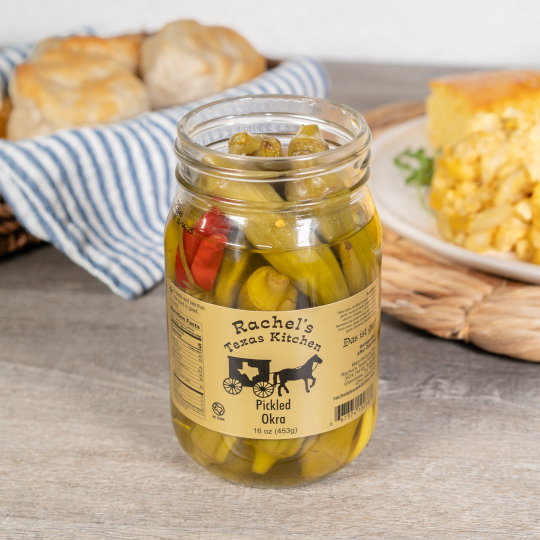 Pickled Okra close-up view – Rachel's Texas Kitchen