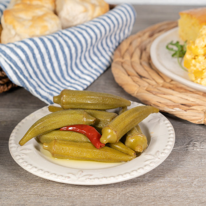 Pickled Okra side view – Rachel's Texas Kitchen