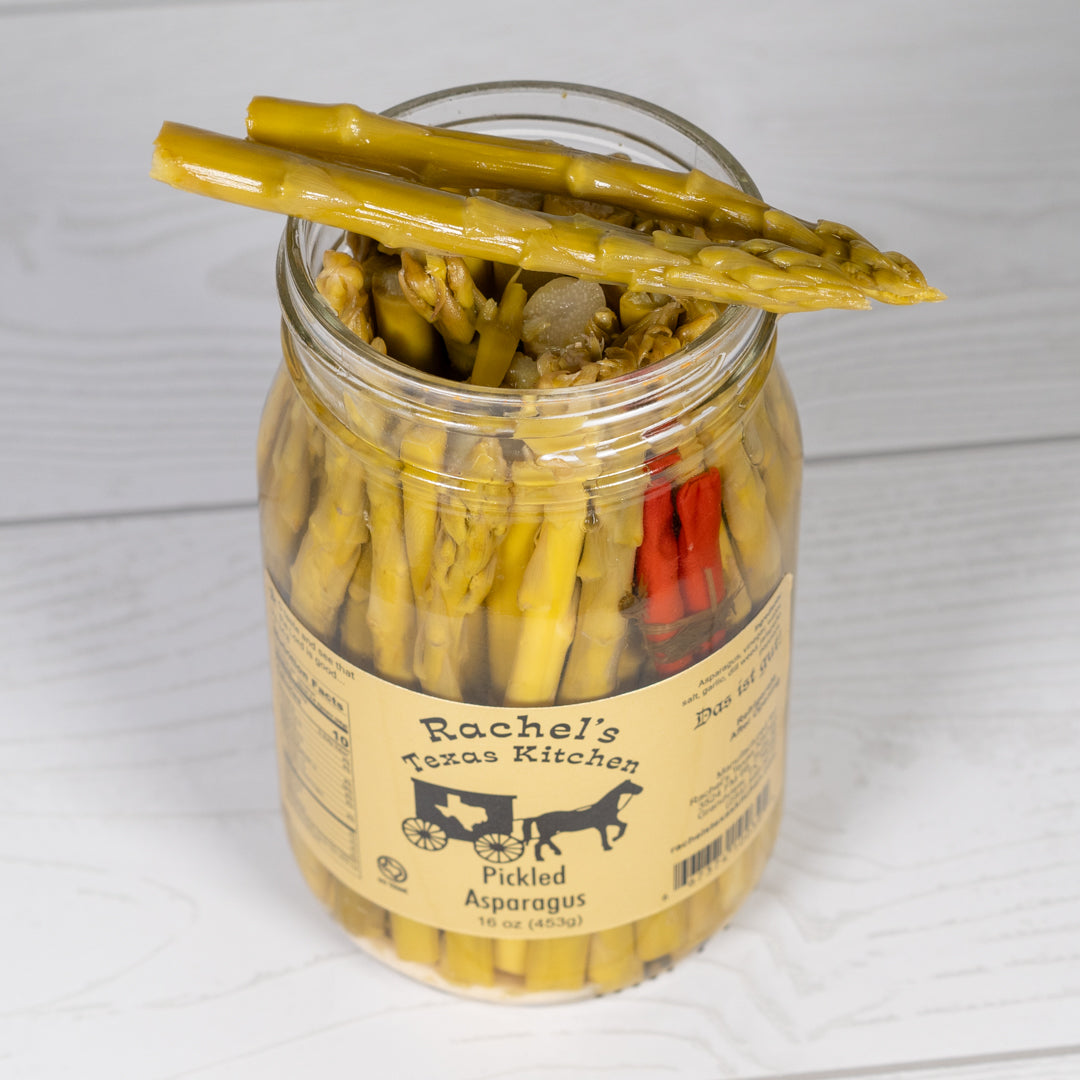 Pickled Asparagus Hot glass jar view – Rachel's Texas Kitchen