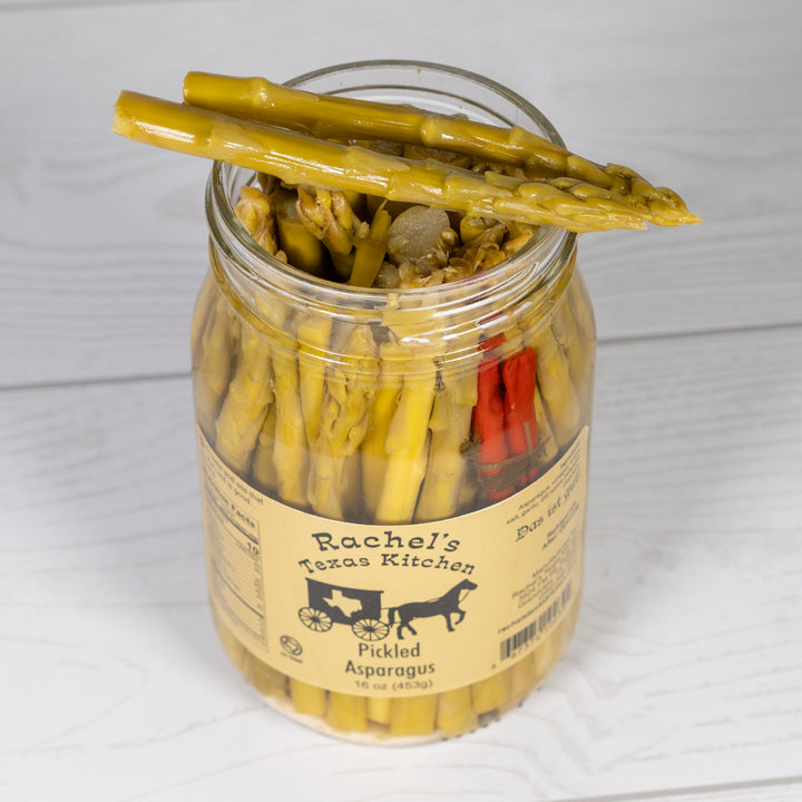 Pickled Asparagus Hot glass jar view – Rachel's Texas Kitchen