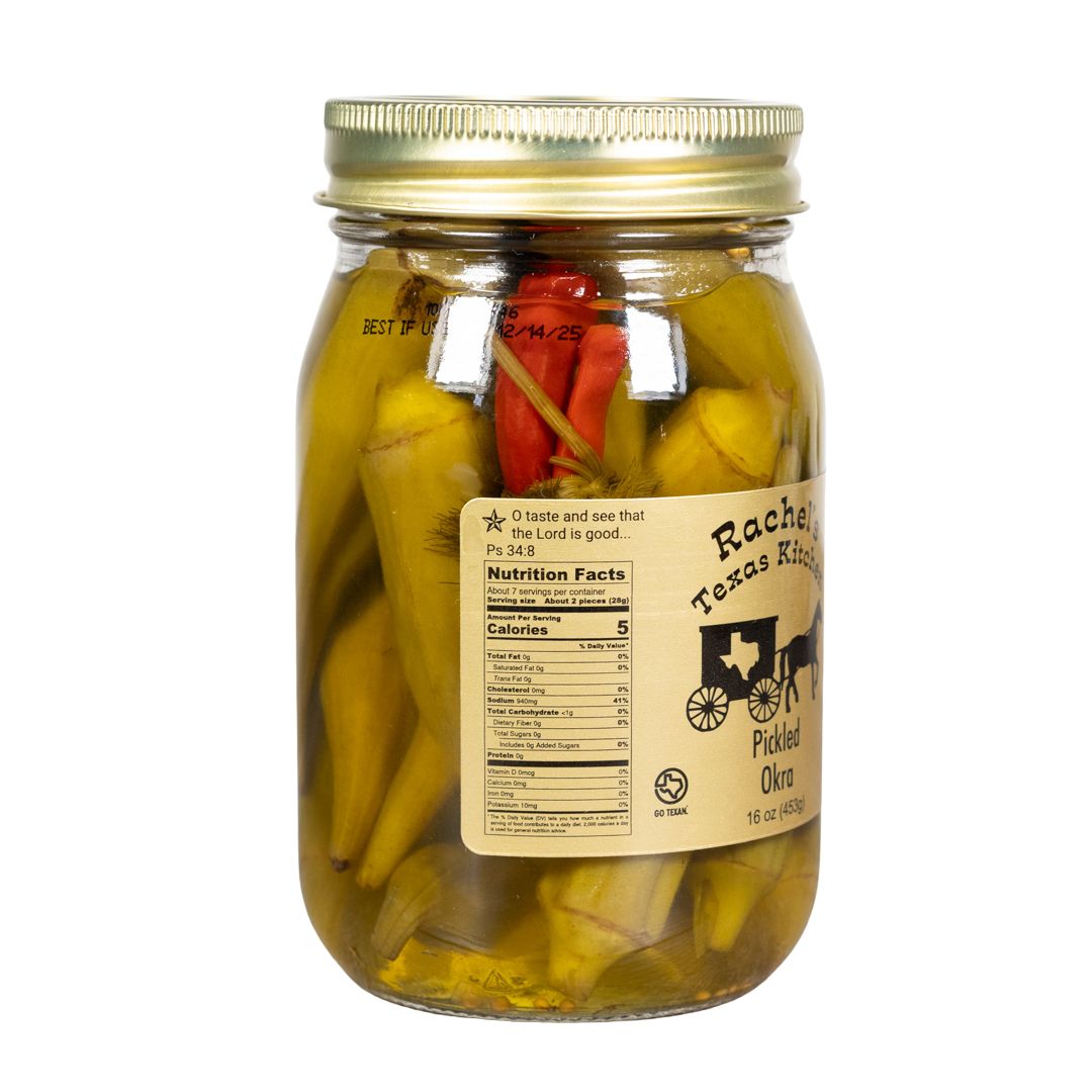 Pickled Okra nutritional information – Rachel's Texas Kitchen