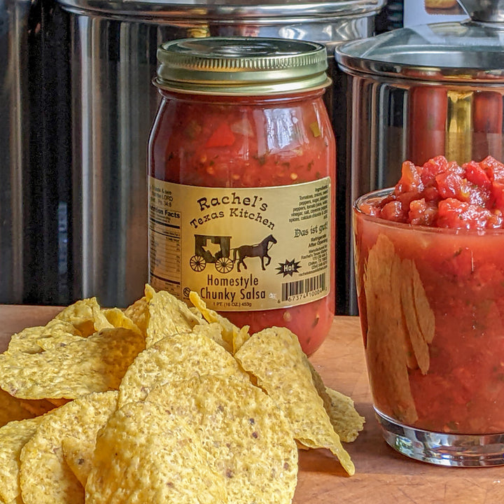 Homestyle Chunky Salsa Hot detail shot – Rachel's Texas Kitchen