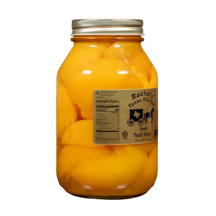 Sweet Peach Halves jar view – Rachel's Texas Kitchen