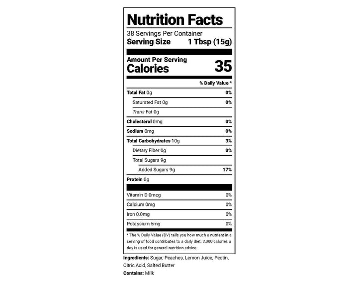 Peach Jam nutritional information – Rachel's Texas Kitchen