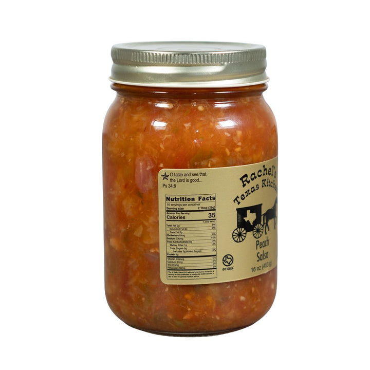 Peach Salsa jar side view – Rachel's Texas Kitchen