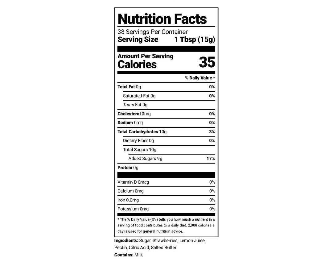 Strawberry Jam nutritional information – Rachel's Texas Kitchen