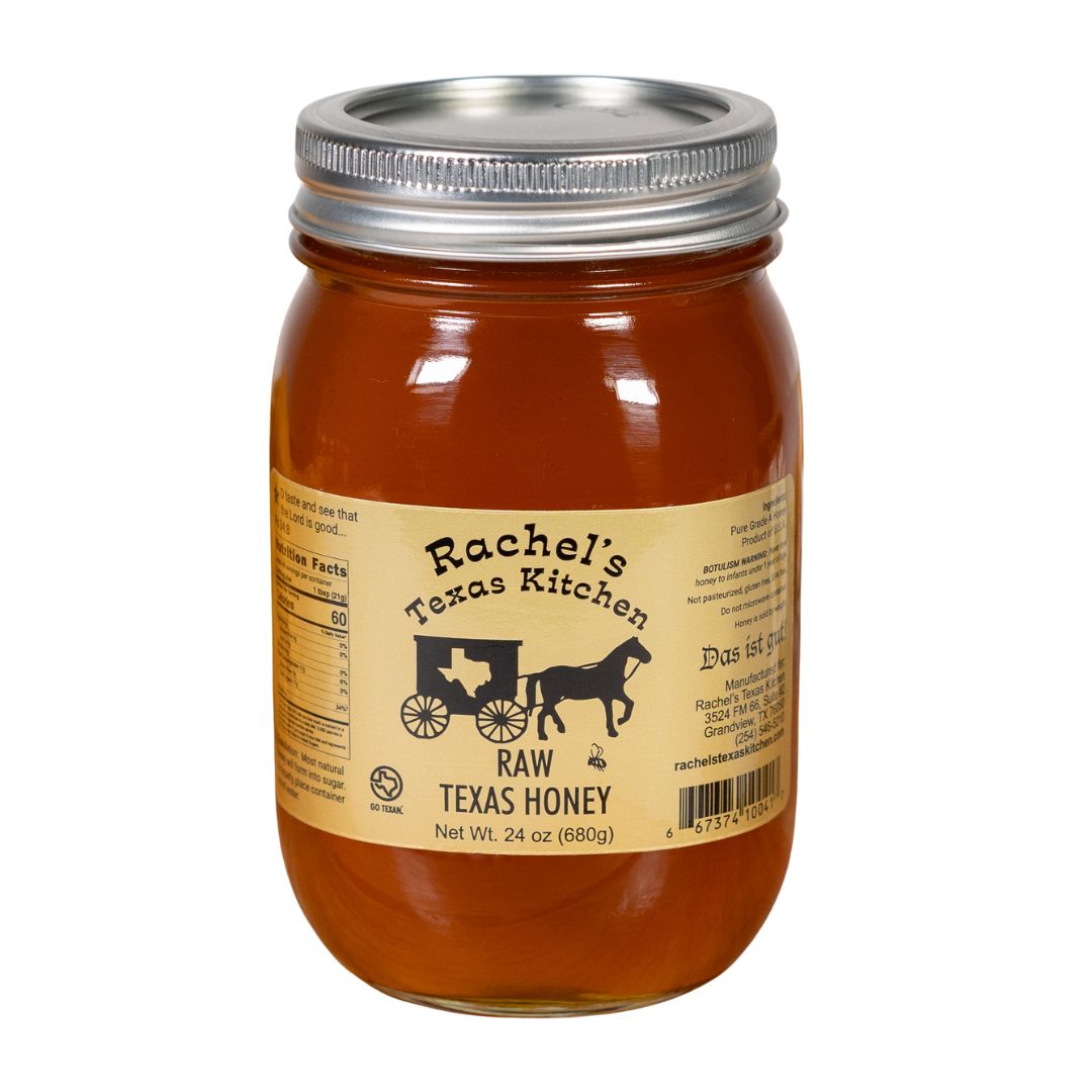 Raw Texas Honey jar front label – Rachel's Texas Kitchen