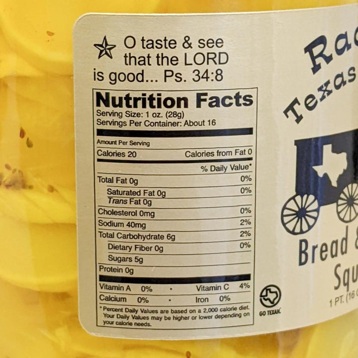 Bread and Butter Squash jar front view – Rachel's Texas Kitchen