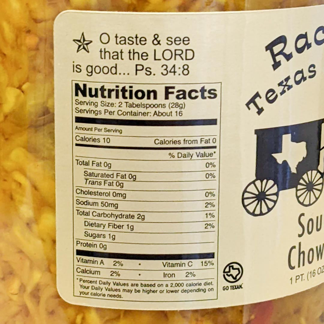 Southern Chow-Chow Hot jar front view – Rachel's Texas Kitchen