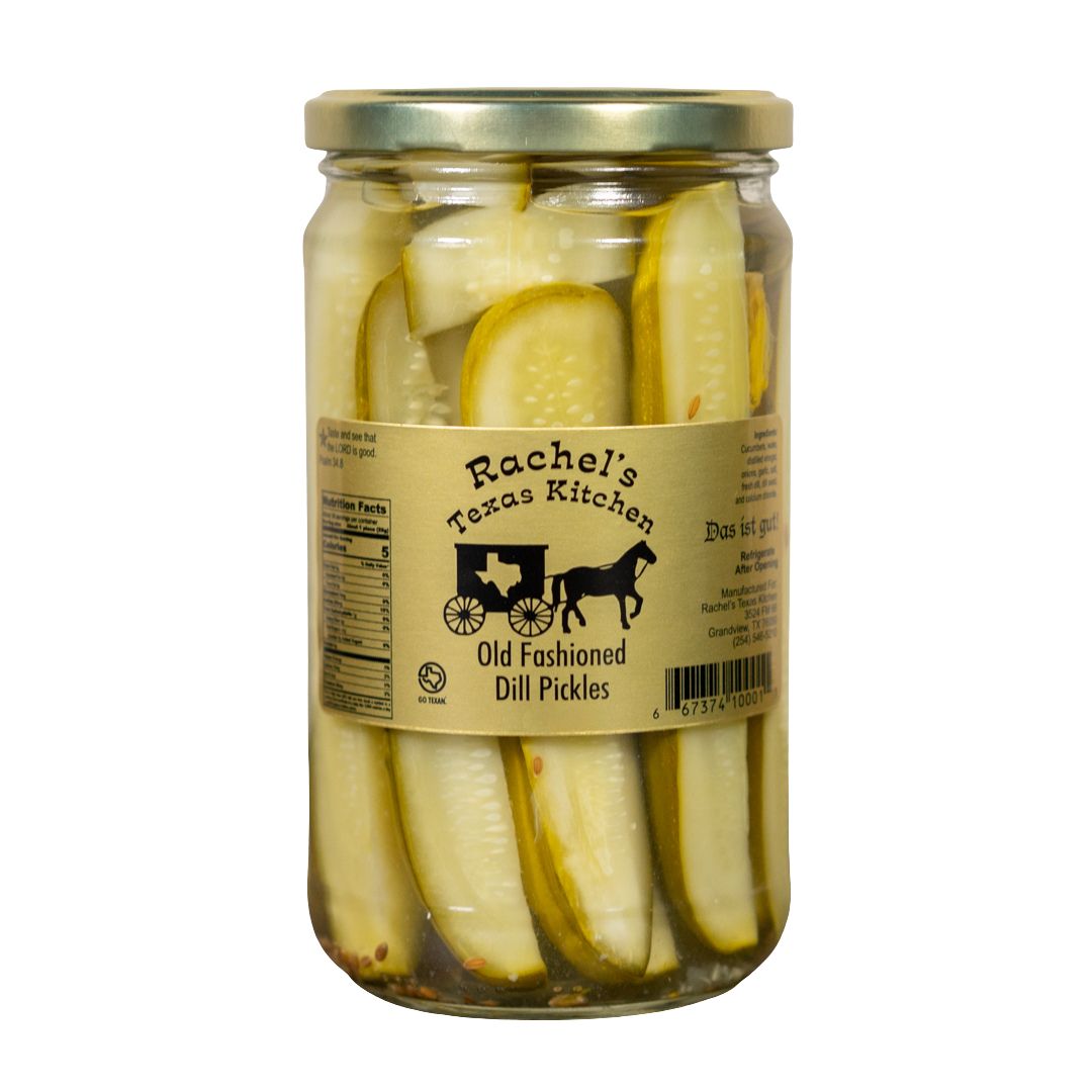 Old Fashioned Dill Pickles jar with fresh cucumbers, garlic and dill - Rachel's Texas Kitchen